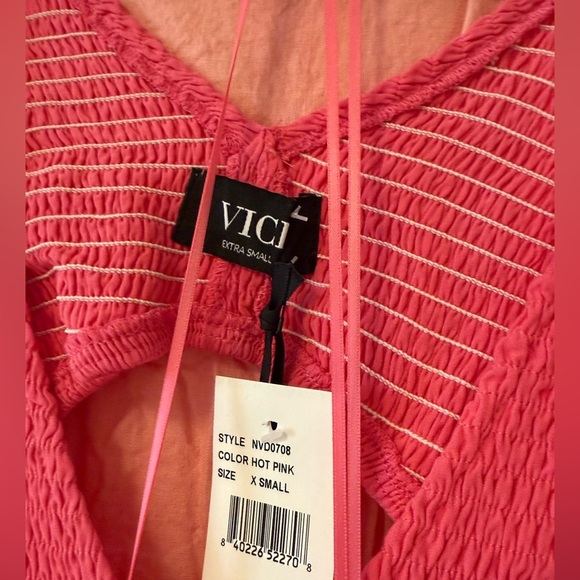 VICI Smocked Cutout Long Sleeve Maxi Dress In Hot Pink Size Small - Picture 4 of 5